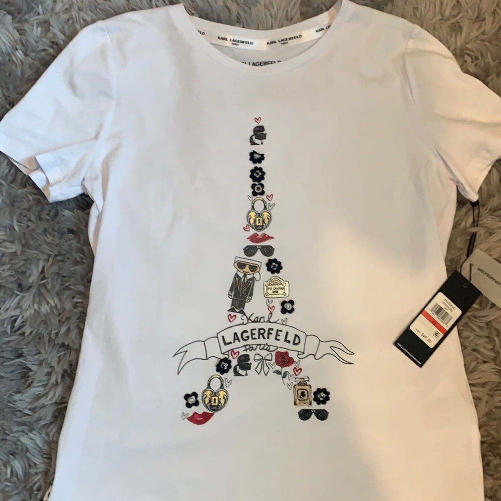 XSmall Karl Laugerfield embellished tshirt. NWT.